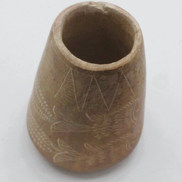 Kenyan Hand-Carved Fish Design Wooden Vase Equator Altitude 7747T 3" - Picture 5 of 5